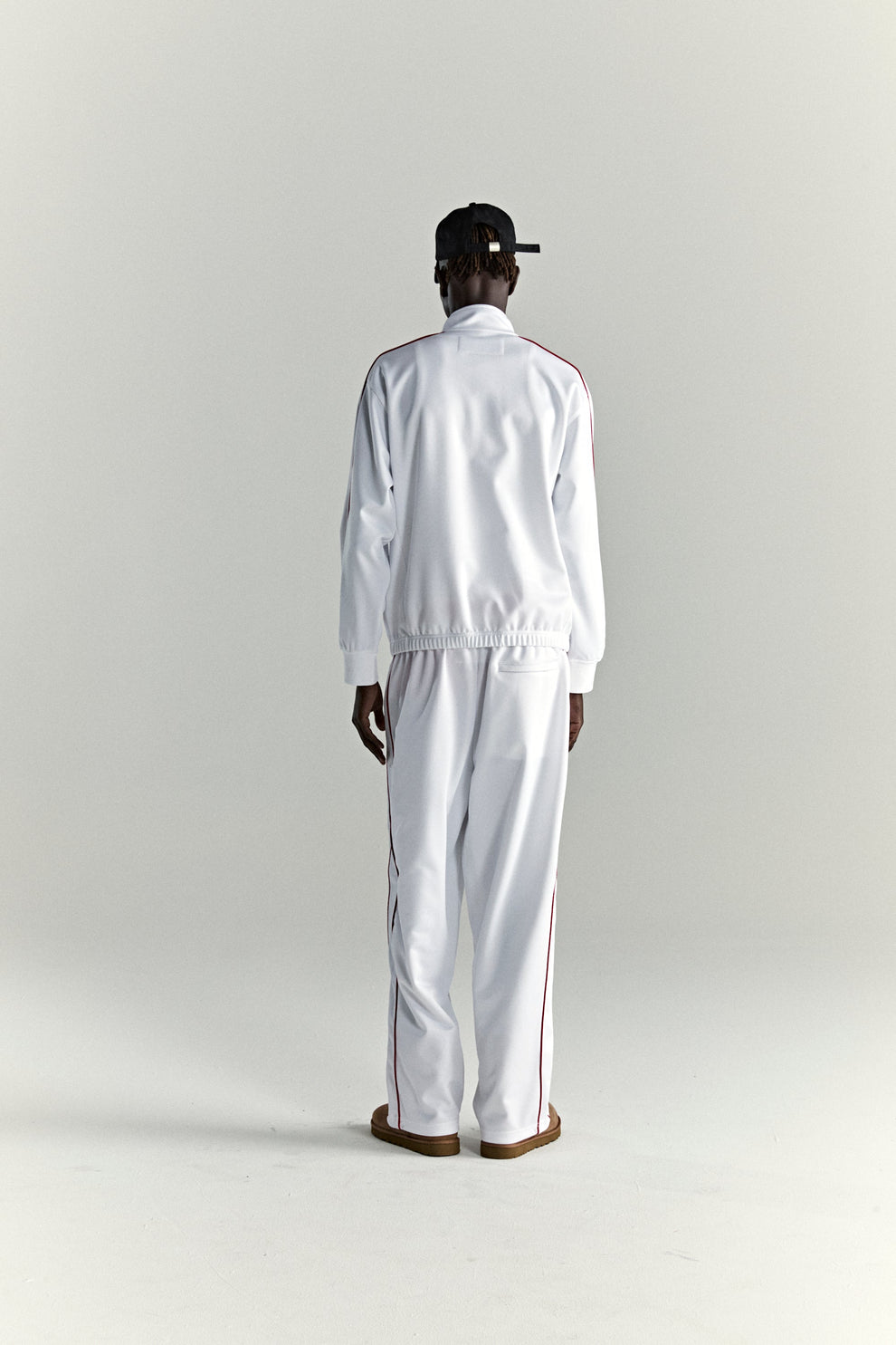 WHITE ATLANTA TRACK JACKET ON MODEL