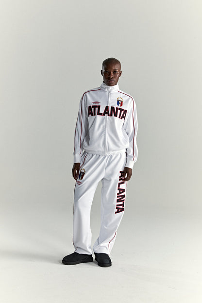 WHITE ATLANTA TRACK JACKET ON MODEL