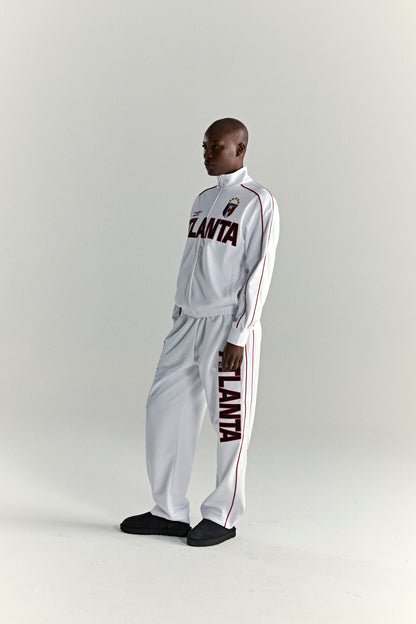 WHITE ATLANTA TRACK JACKET ON MODEL