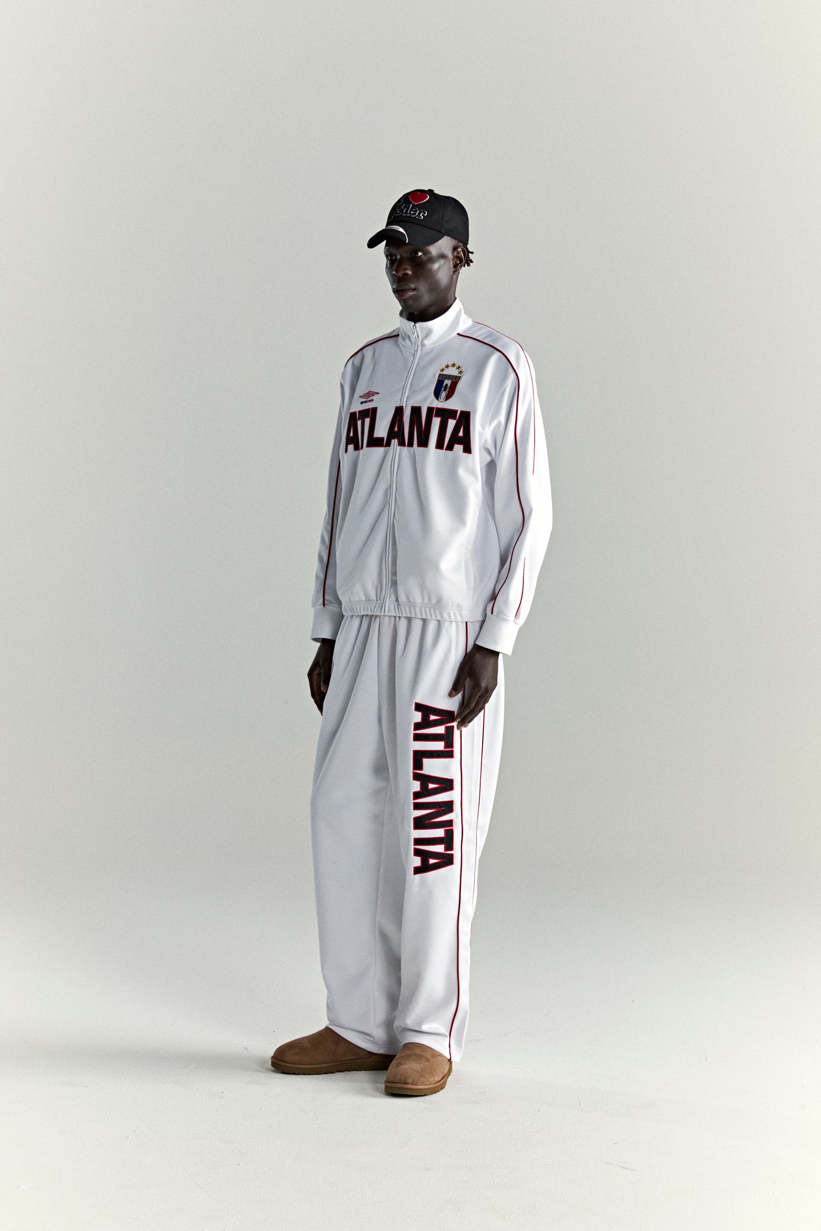 WHITE ATLANTA TRACK JACKET ON MODEL