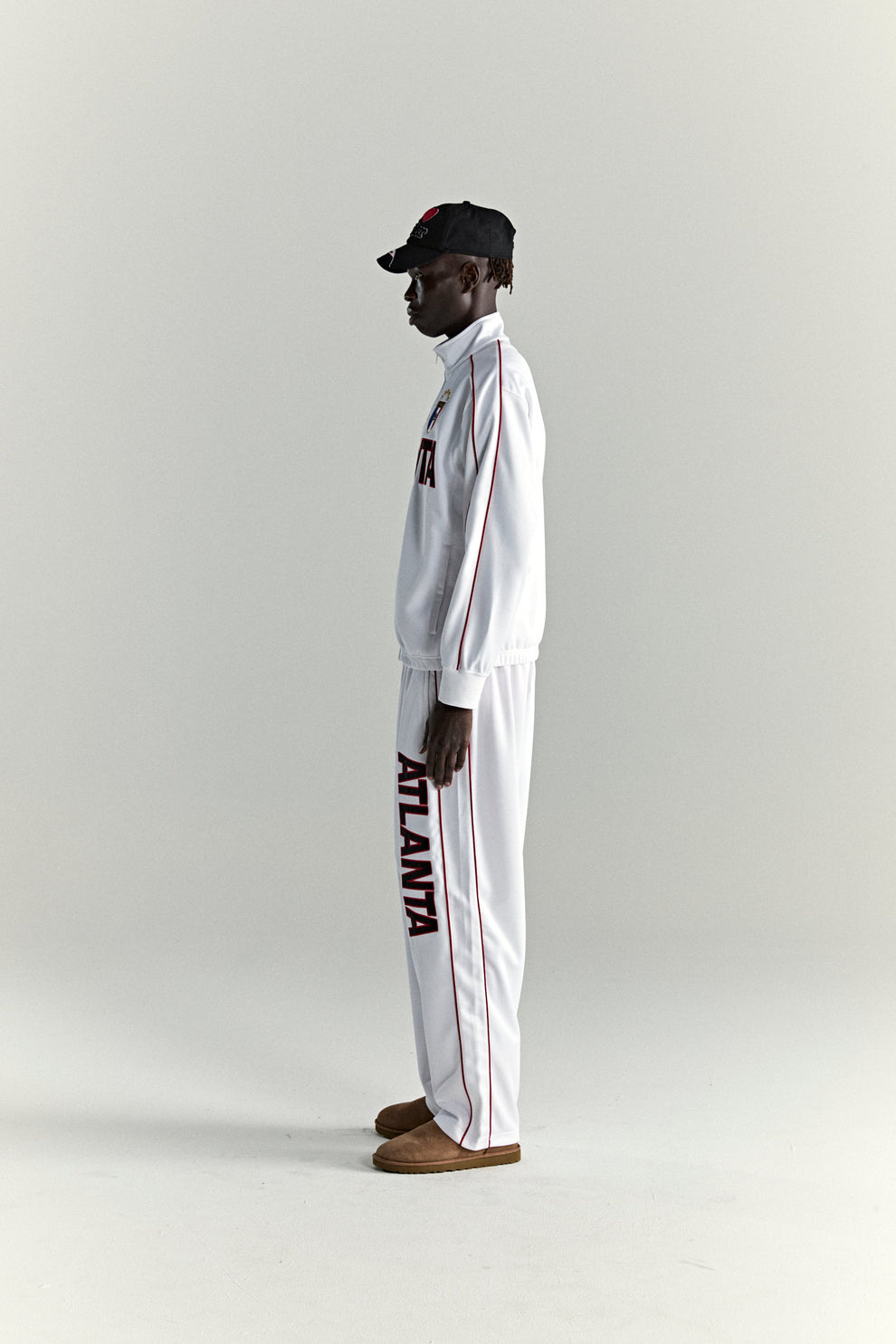 WHITE ATLANTA TRACK JACKET ON MODEL