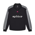 Black polyester SP5DER football jersey with white adidas 3-Stripes, pink adidas logo, and reflective SP5DER graphic.