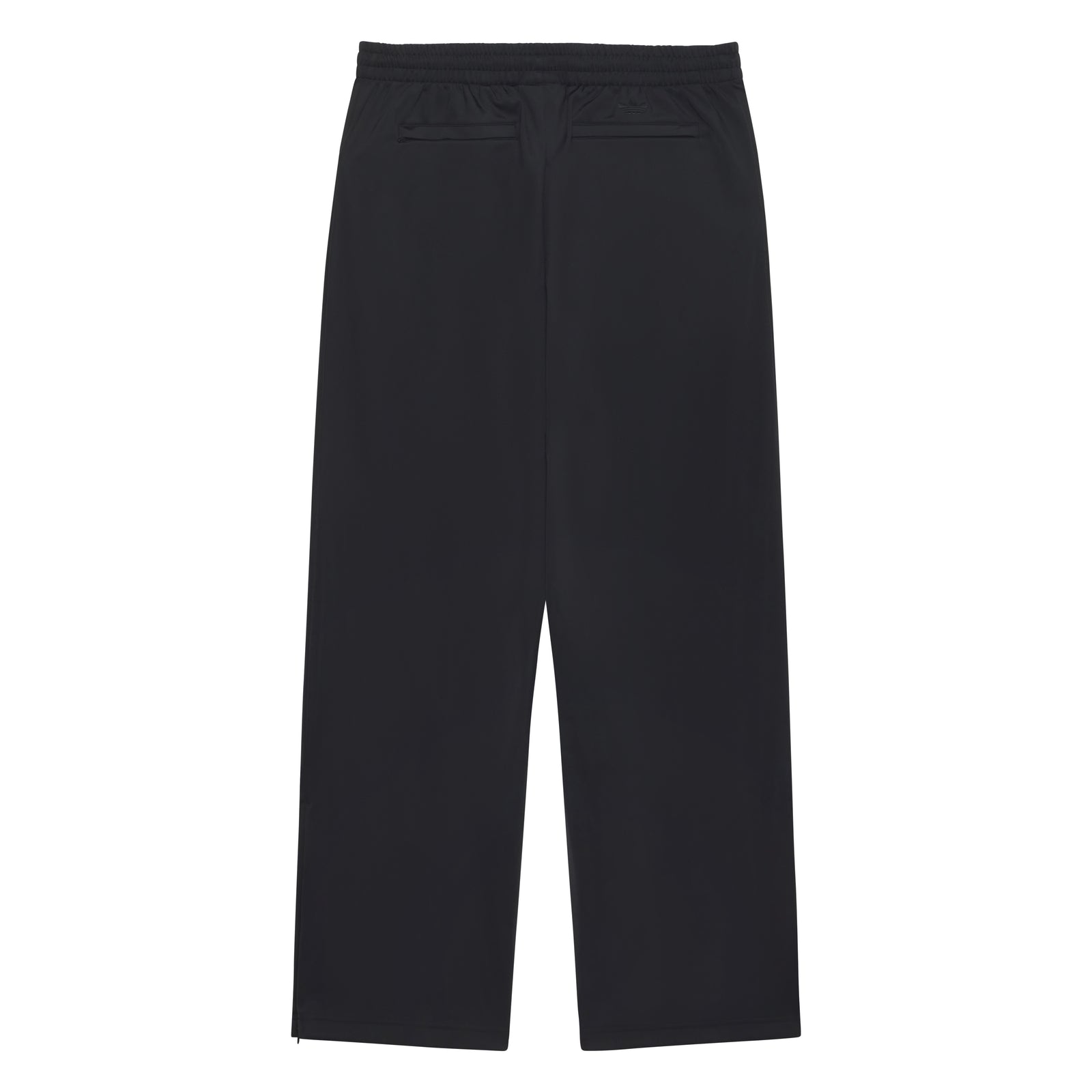 Black polyester SP5DER RHINESTONE TRACK PANT with straight-leg fit and side zip pockets.