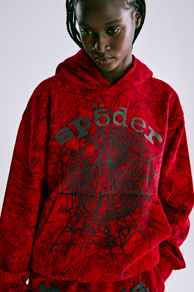 RED OG TREE CAMO HOODIE ON MODEL