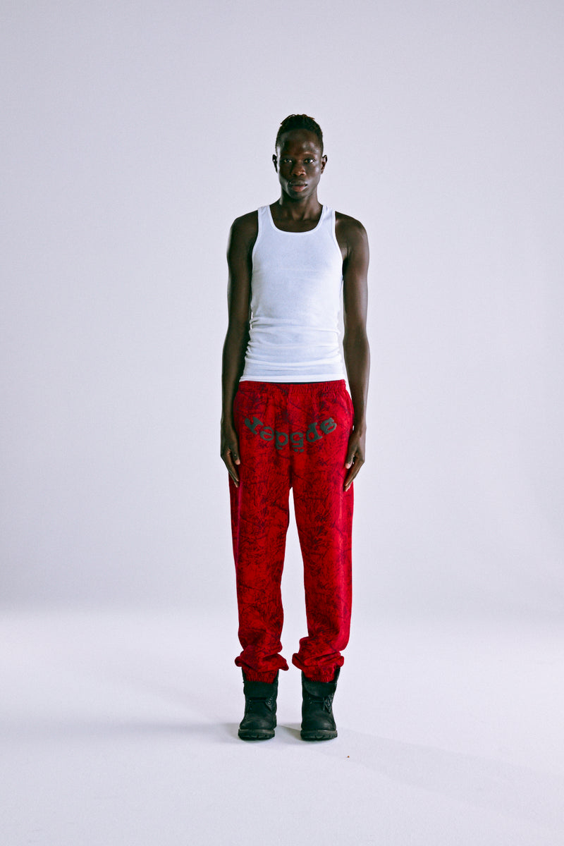 RED OG TREE CAMO SWEATPANT ON MODEL