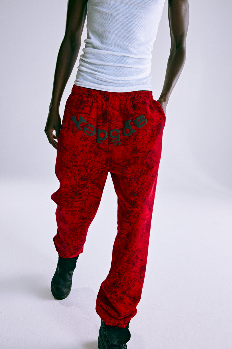 RED OG TREE CAMO SWEATPANT ON MODEL