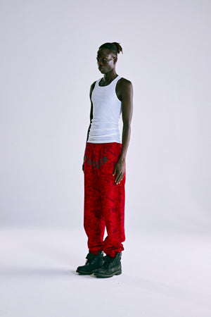 RED OG TREE CAMO SWEATPANT ON MODEL