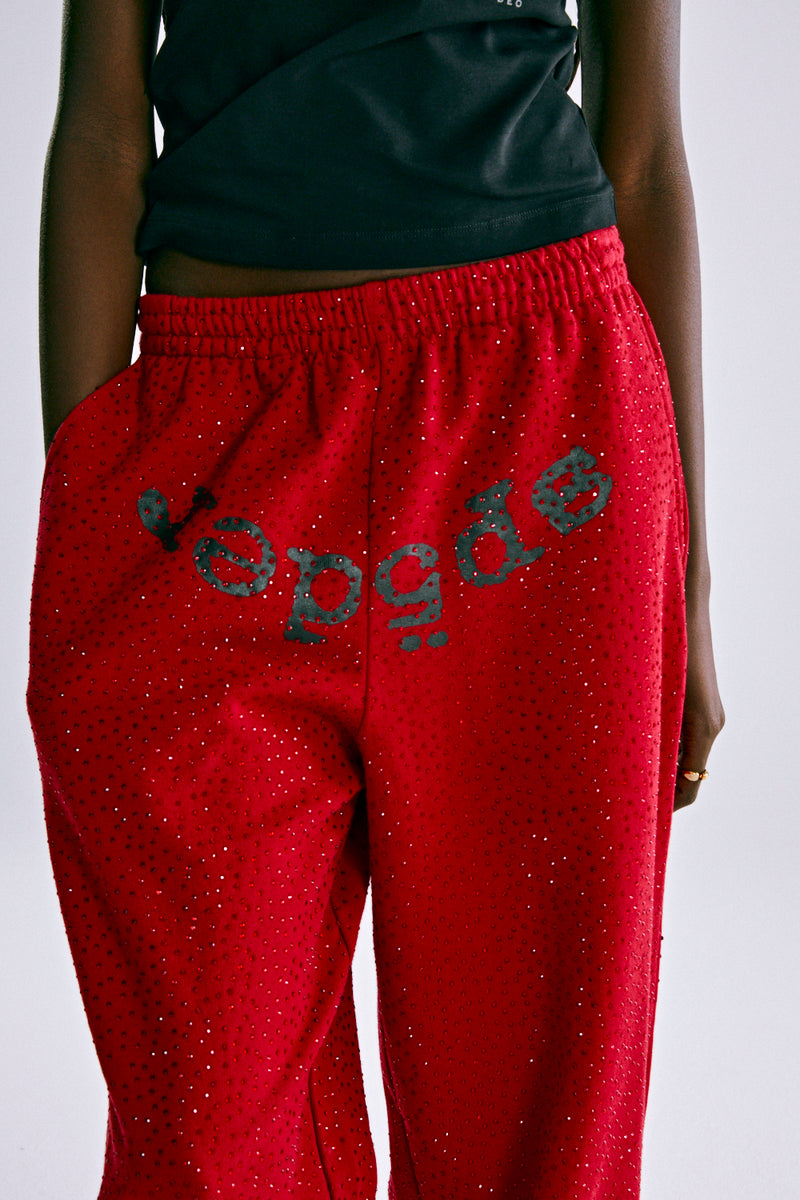 RED WEBSTONE AOP SWEATPANT ON MODEL