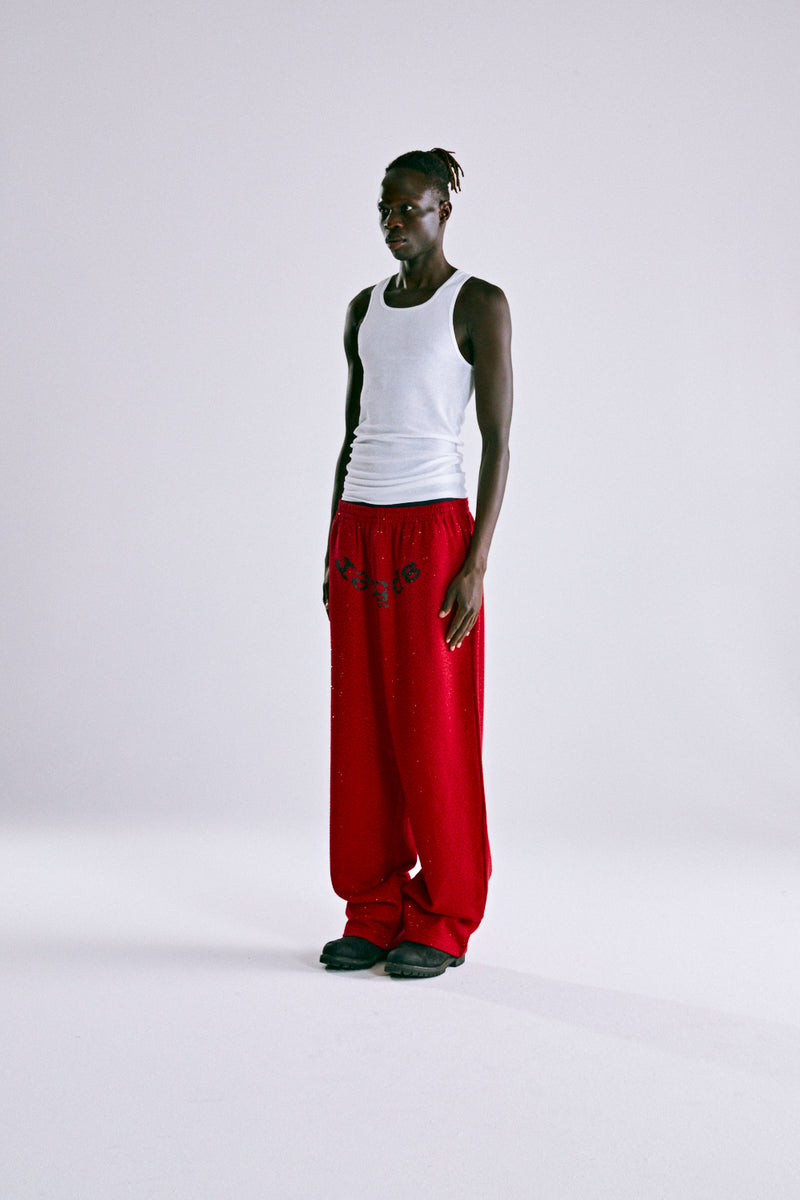 RED WEBSTONE AOP SWEATPANT ON MODEL