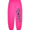 PINK P*NK V2 SWEATPANT: Hot pink fleece sweatpants with "SP5DER" motif, stars, and "nevermind the punk, here's the slime" text.