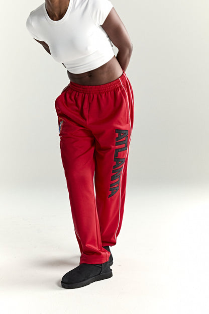 RED ATLANTA TRACK PANT ON MODEL