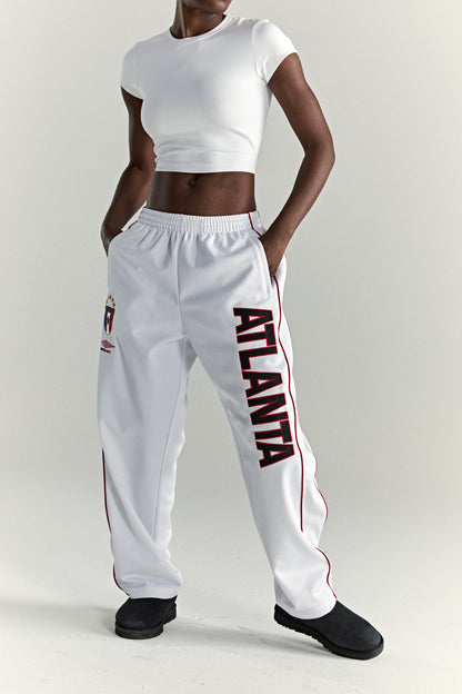 WHITE ATLANTA TRACK PANT ON MODEL