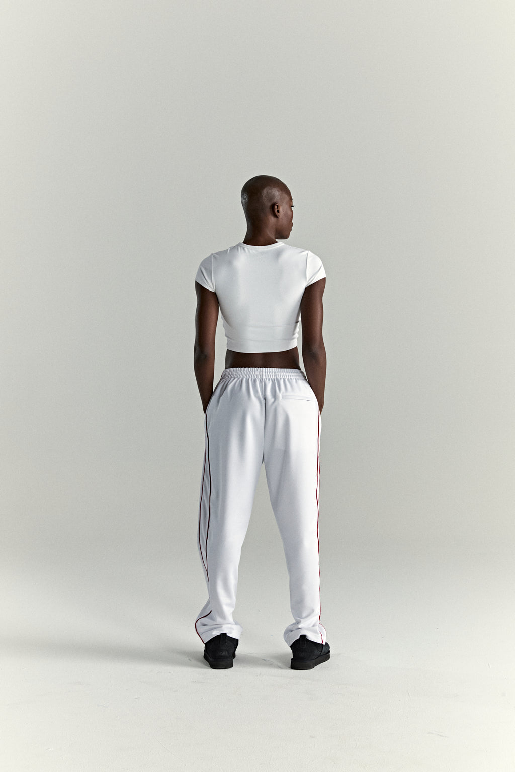 WHITE ATLANTA TRACK PANT ON MODEL