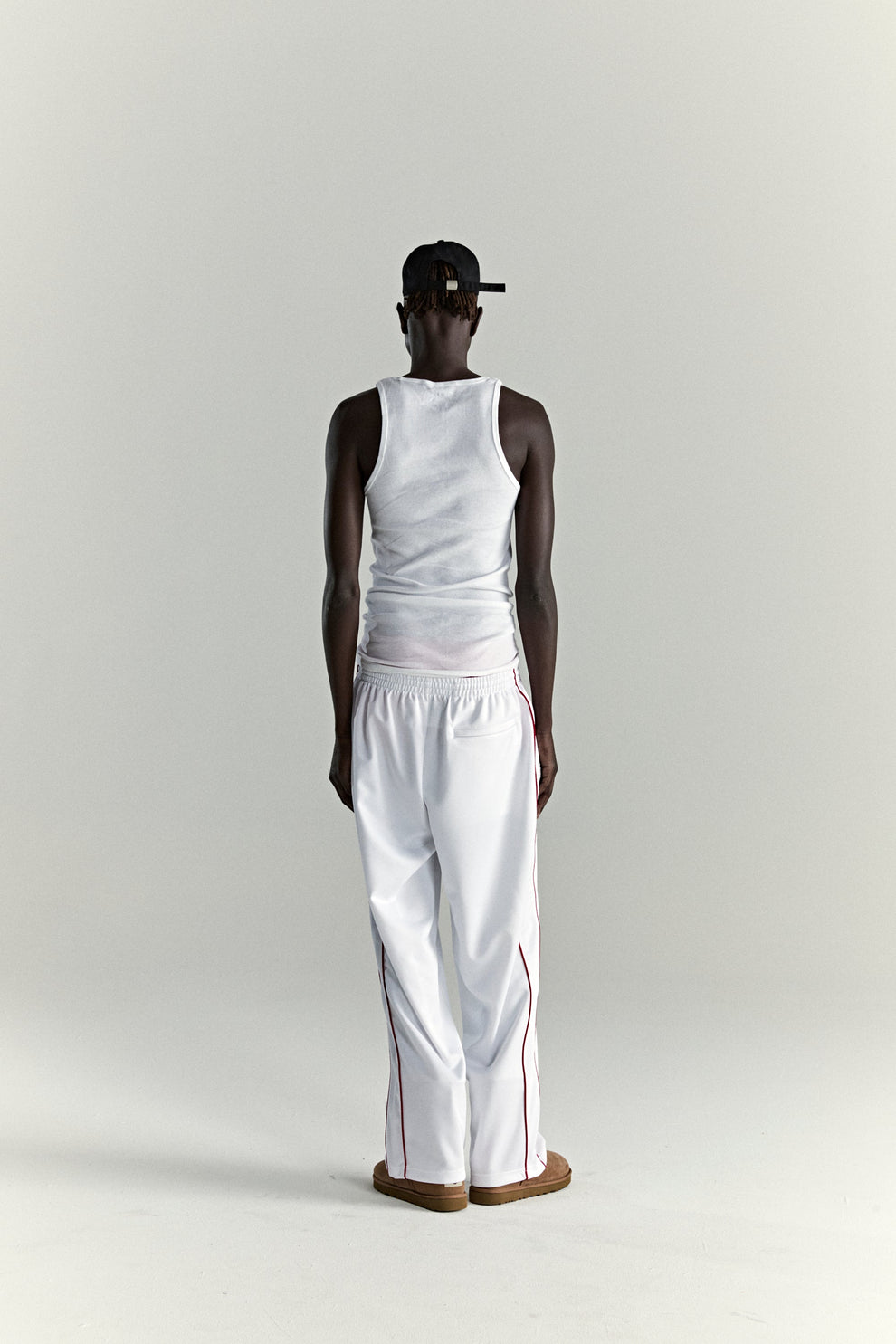 WHITE ATLANTA TRACK PANT ON MODEL