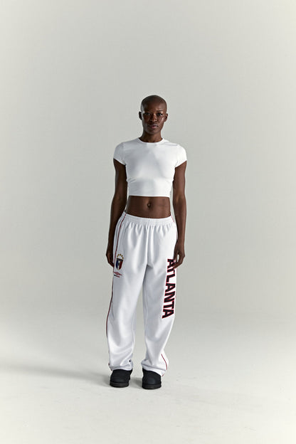 WHITE ATLANTA TRACK PANT ON MODEL