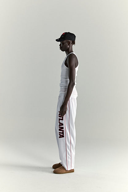 WHITE ATLANTA TRACK PANT ON MODEL