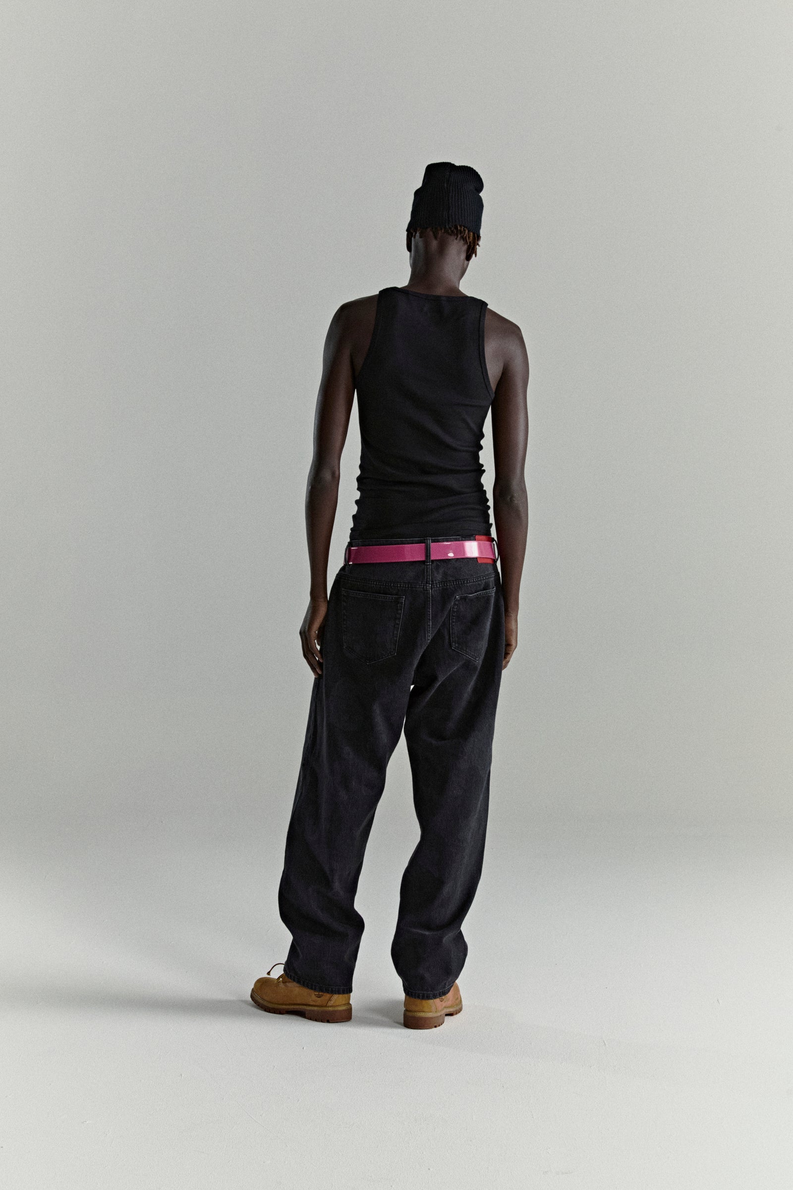 BELUGA DENIM faded wash, classic straight leg jeans with a branded leather back patch.