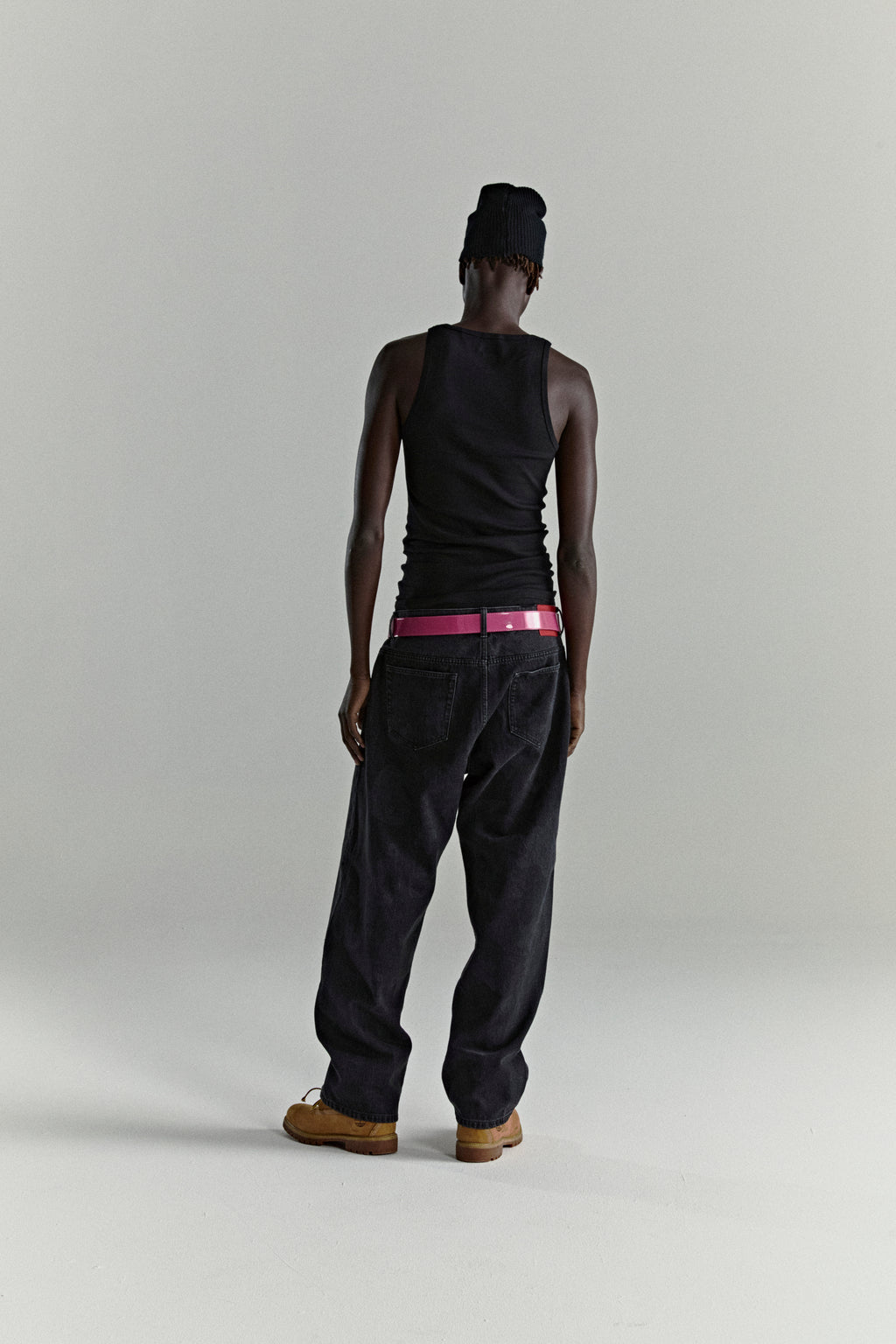 BELUGA DENIM faded wash, classic straight leg jeans with a branded leather back patch.