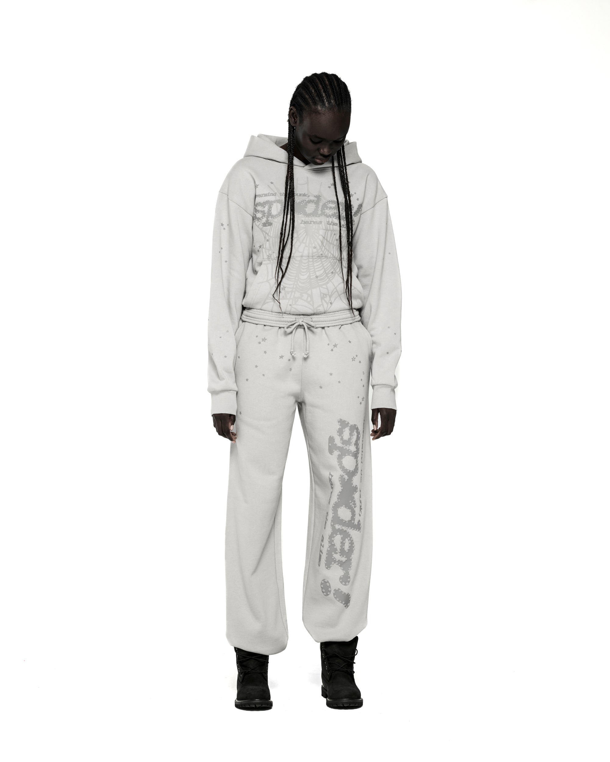 SPORT GREY TONAL PUNK V2 HOODIE | SP5DER | KING SPIDER