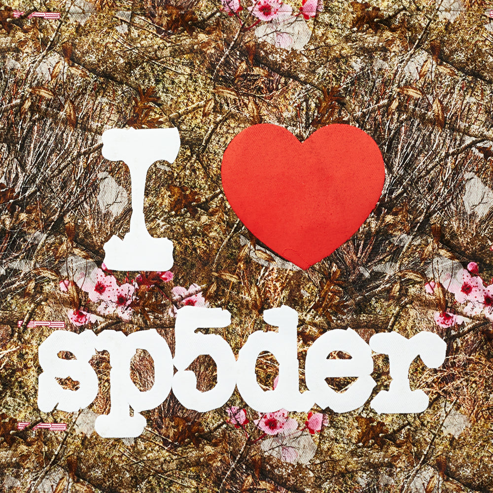 XL Real Tree camo tote bag with "I ❤️ sp5der" jumbo print on 8oz brushed twill.