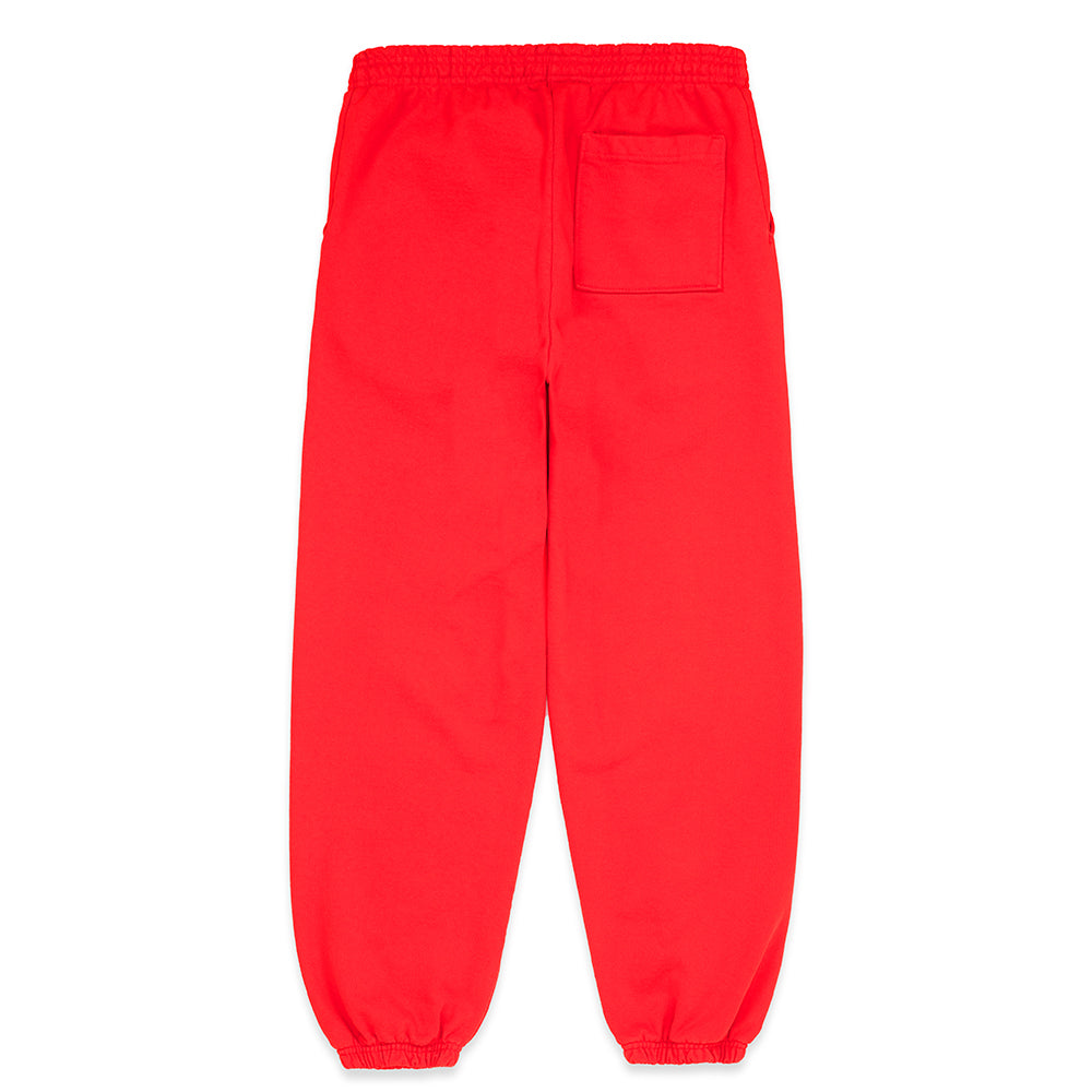 Red P*NK V2 sweatpants, 23oz fleece, with elastic cuffs and waistband, and a back pocket.