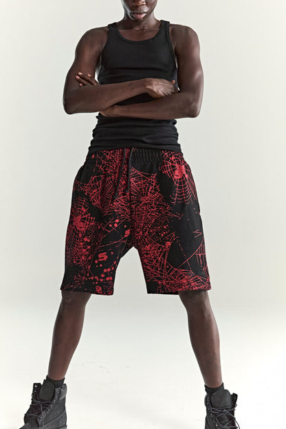 BLACK AOP WEB V2 SWEATSHORT ON MODEL