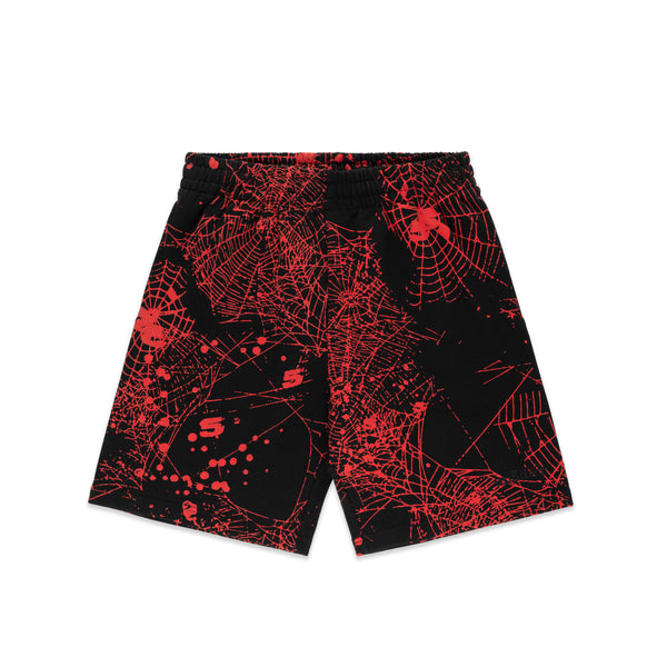 BLACK AOP WEB V2 SWEATSHORT | SP5DER | KING SPIDER