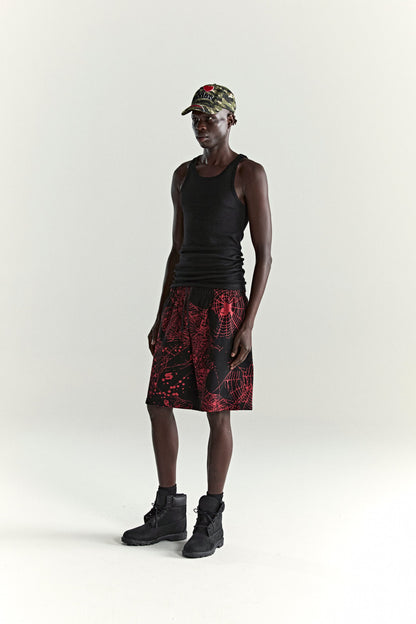 BLACK AOP WEB V2 SWEATSHORT ON MODEL