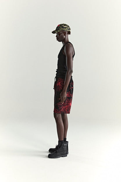 BLACK AOP WEB V2 SWEATSHORT ON MODEL