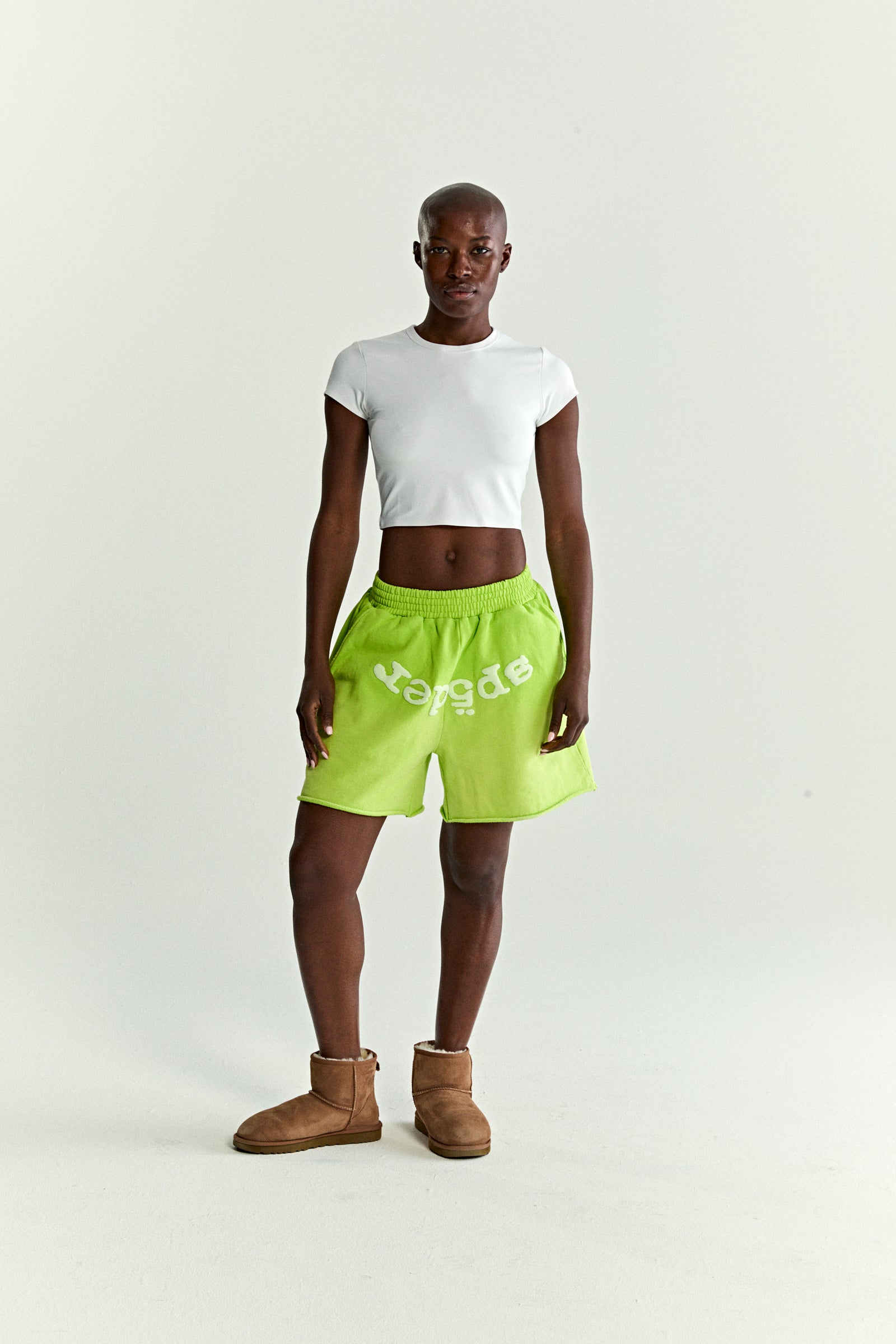 ACID GREEN OG WEB V2 SWEATSHORT ON MODEL