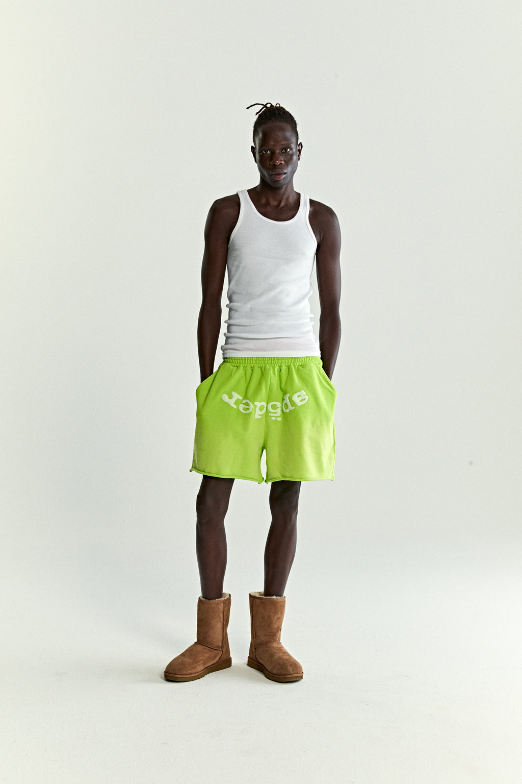 ACID GREEN OG WEB V2 SWEATSHORT ON MODEL