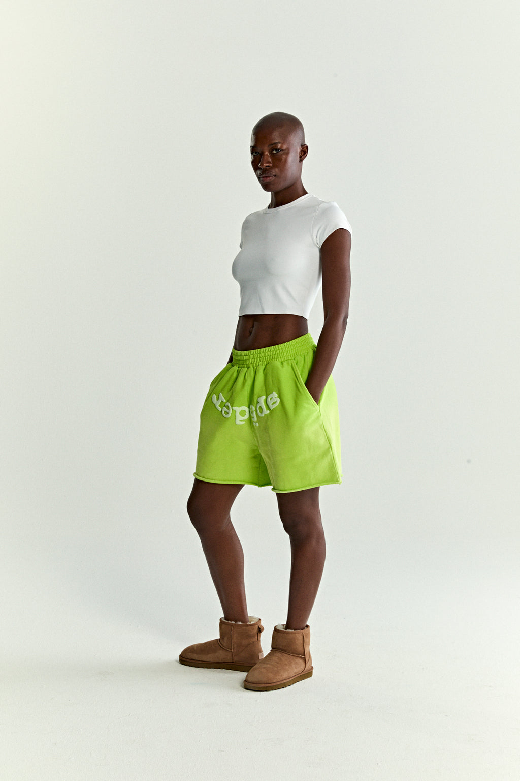 ACID GREEN OG WEB V2 SWEATSHORT ON MODEL