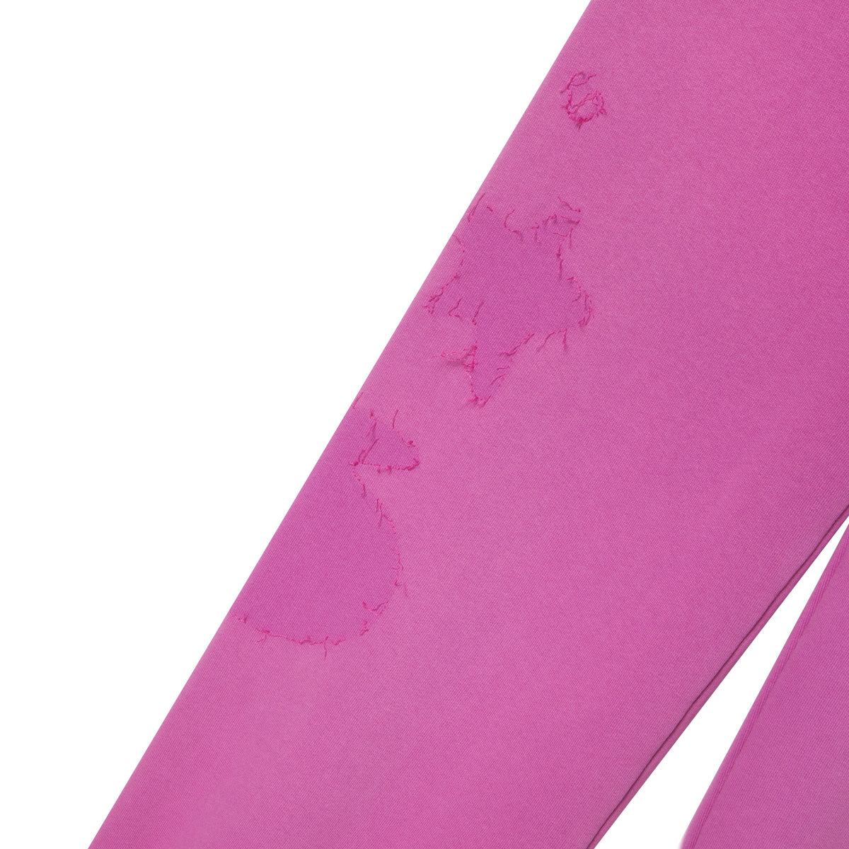 Pink 100% cotton fleece sweatpants featuring a distressed graphic design with a star and the number 5.