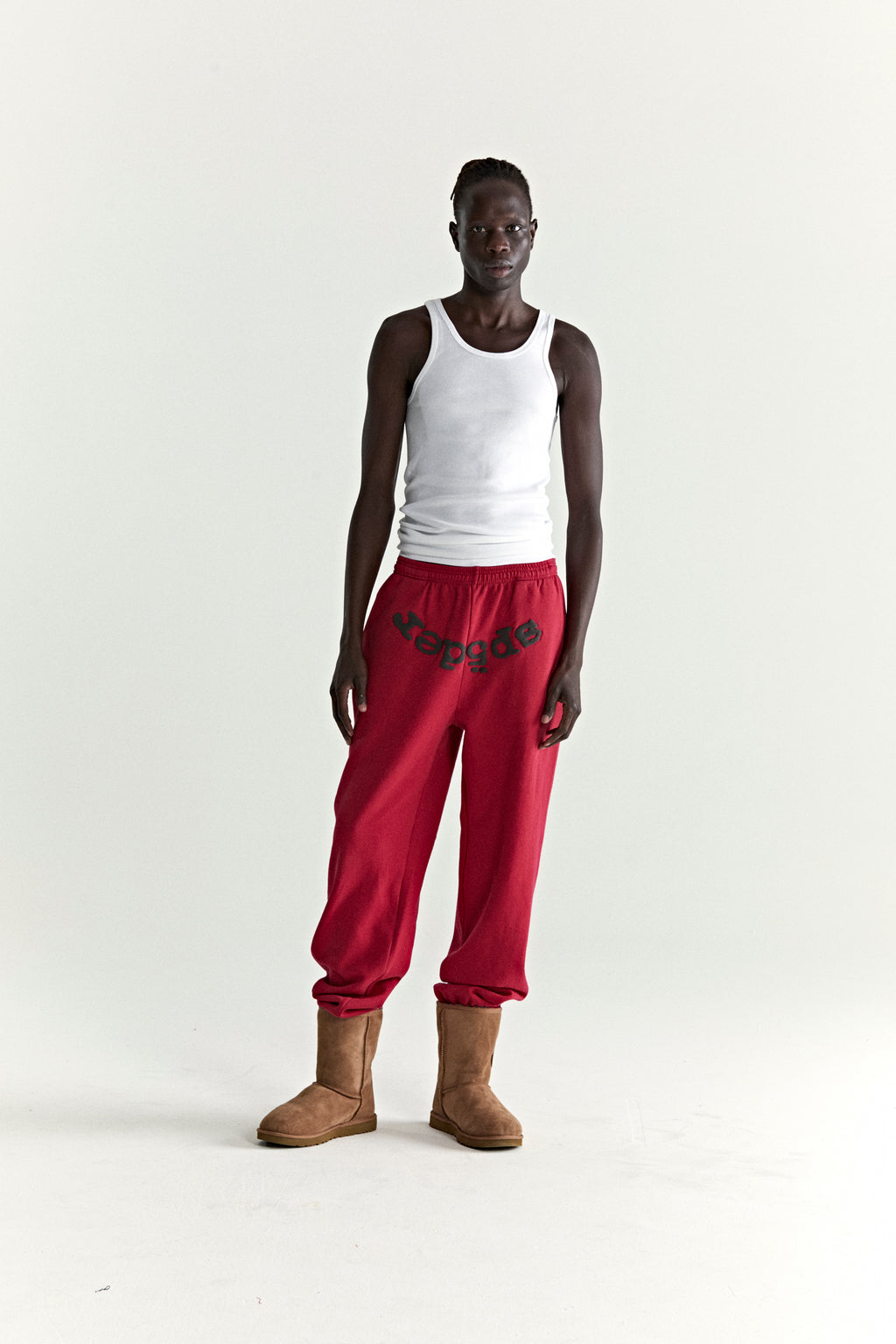 RED OG WEB V2 SWEATPANT ON MODEL
