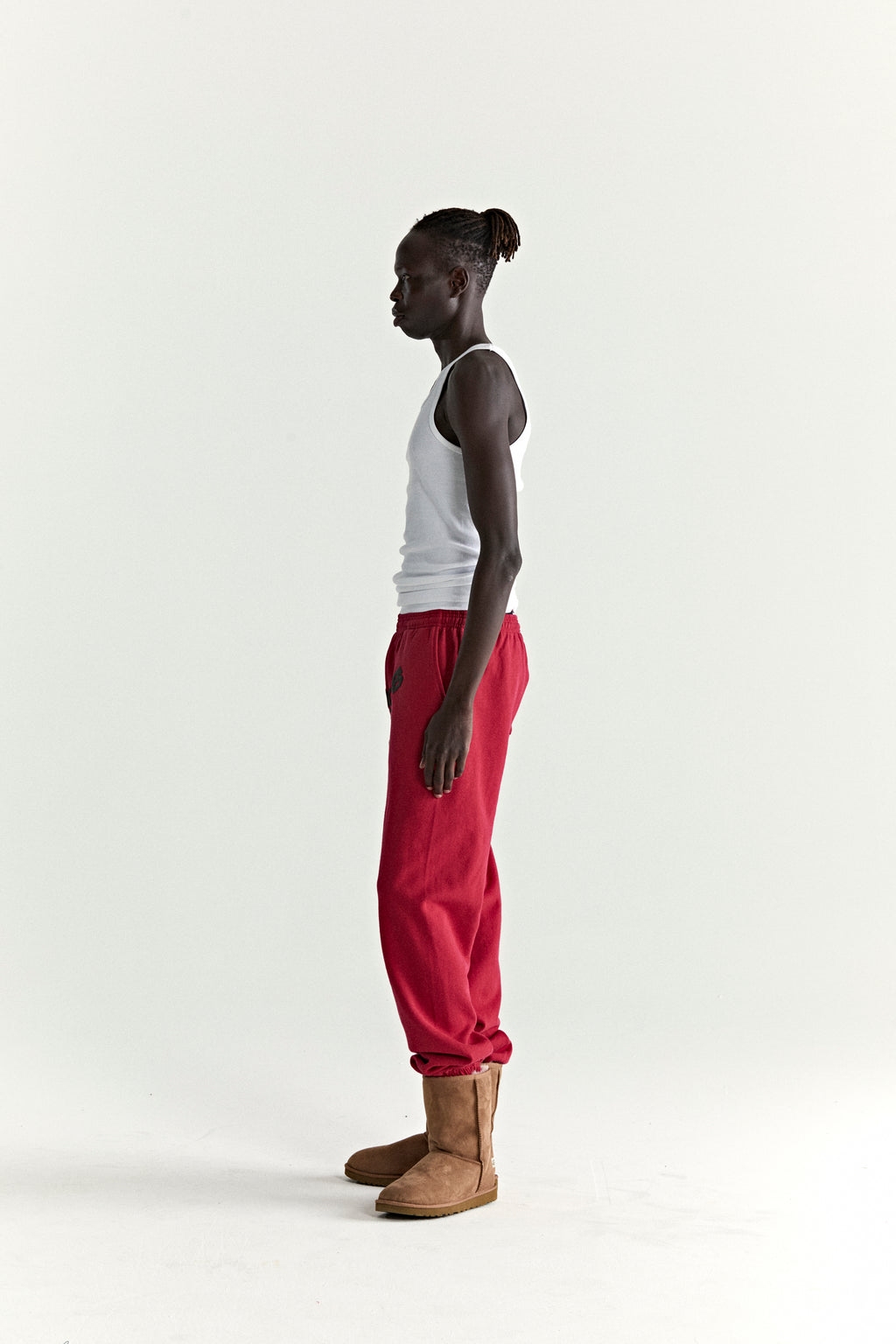 RED OG WEB V2 SWEATPANT ON MODEL