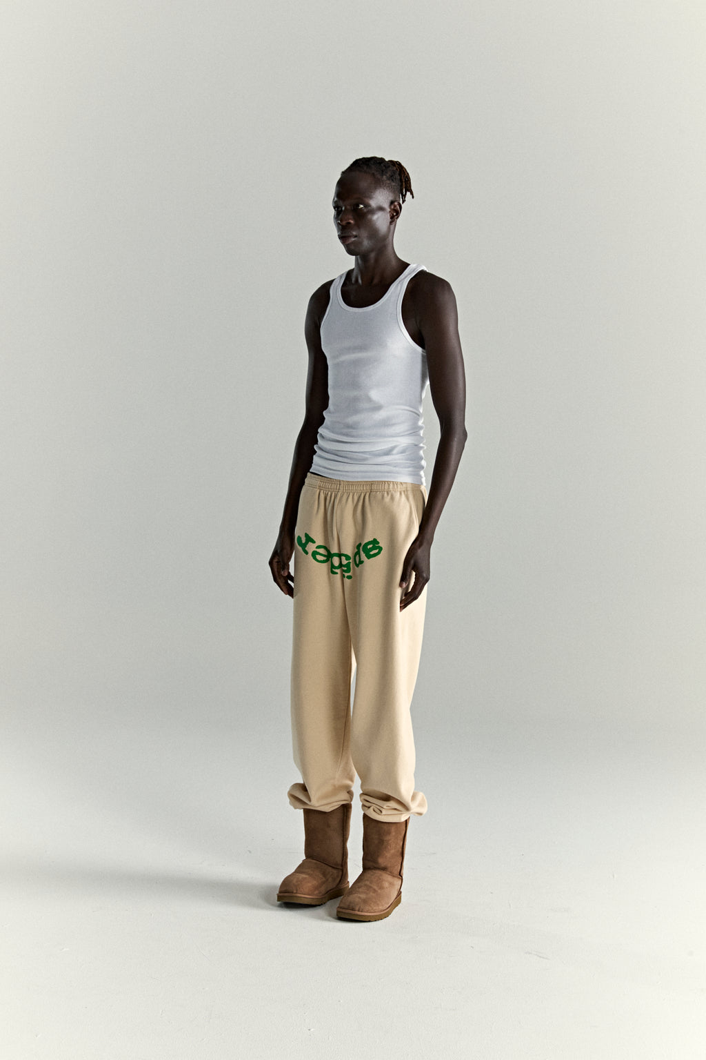 CREAM OG WEB V2 SWEATPANT ON MODEL