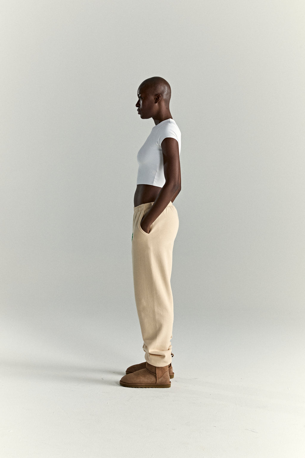 CREAM OG WEB V2 SWEATPANT ON MODEL