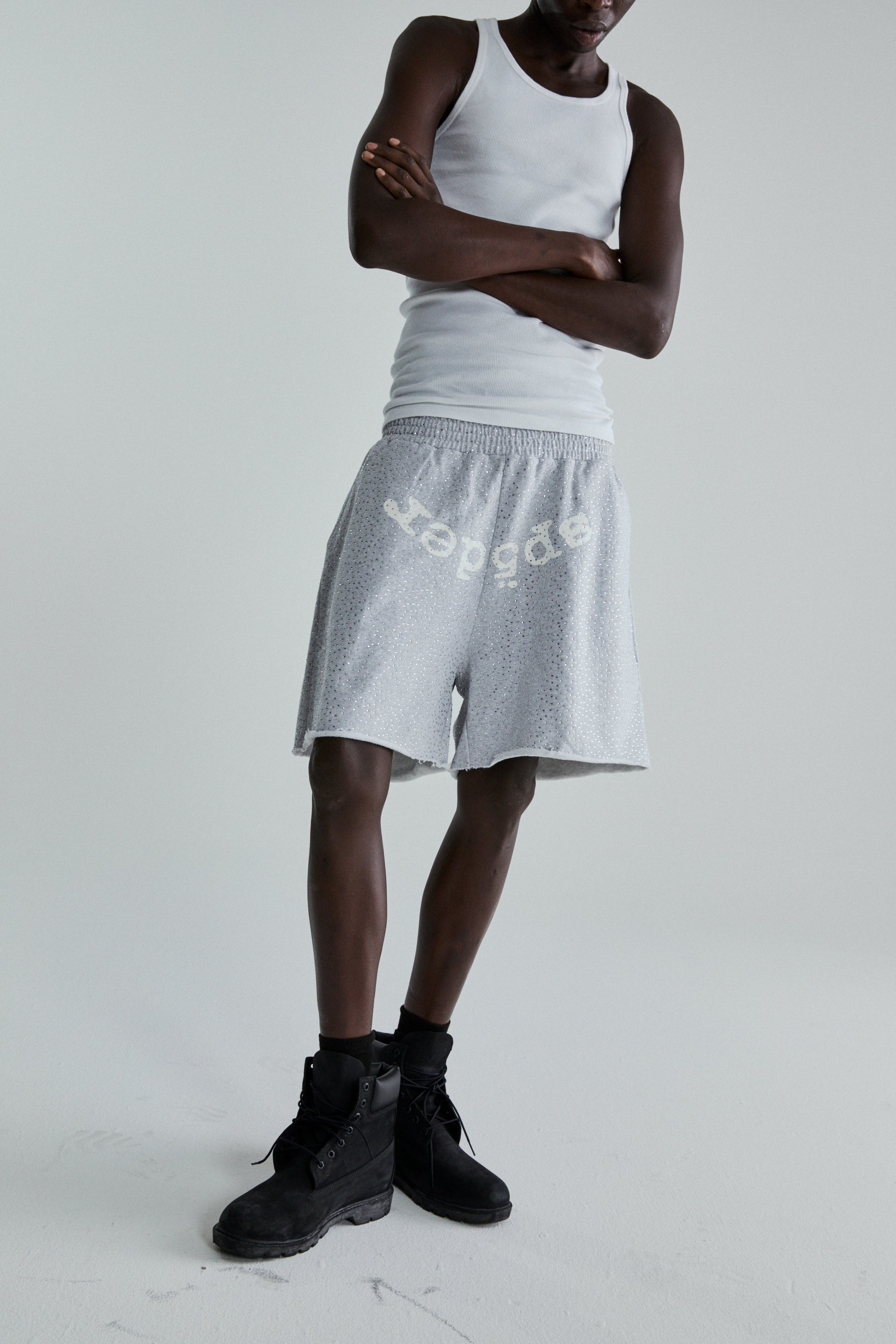 HEATHER GREY VVS SWEATSHORT | SP5DER | KING SPIDER