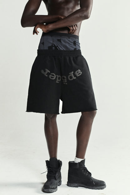 BLACK OG WEB V2 PHANTOM SWEATSHORT ON MODEL
