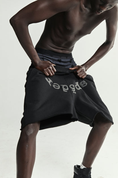 BLACK OG WEB V2 PHANTOM SWEATSHORT ON MODEL