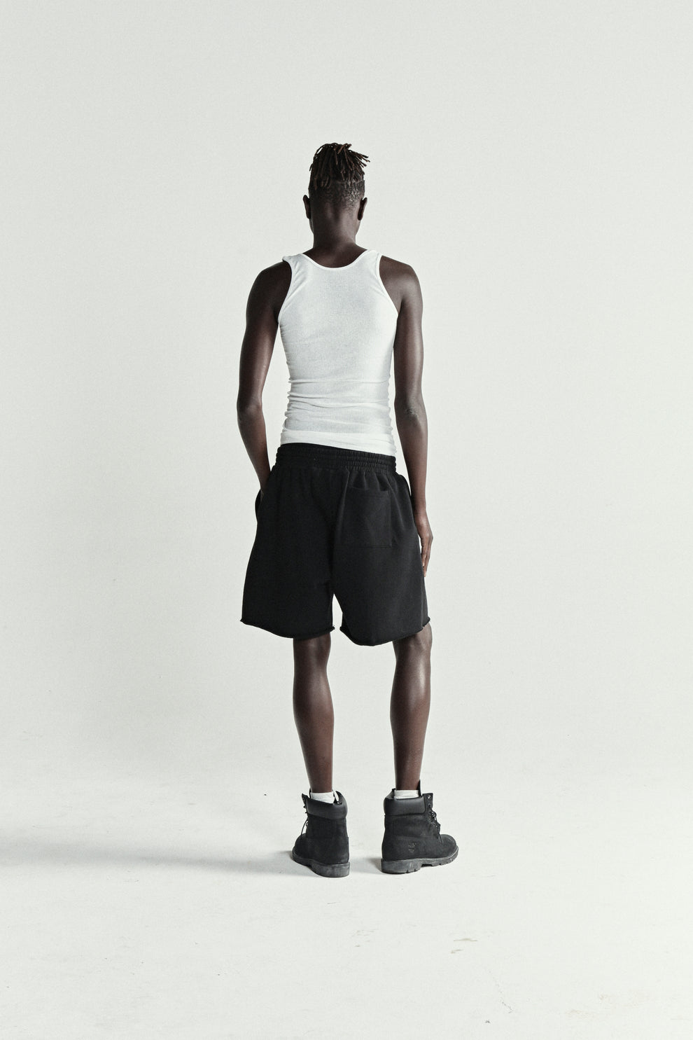 BLACK OG WEB V2 PHANTOM SWEATSHORT ON MODEL