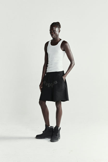 BLACK OG WEB V2 PHANTOM SWEATSHORT ON MODEL