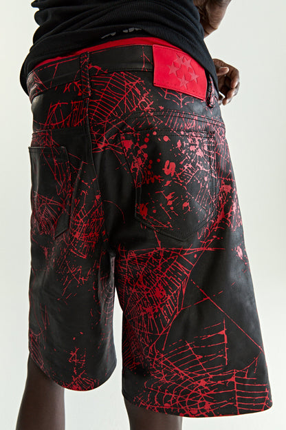 BLACK V2 WEB LEATHER SHORTS ON MODEL