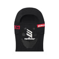 Black SP5DER soccer face mask in breathable spandex with white and red graphic print.
