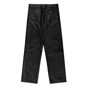 BLACK DEBOSSED WEB LEATHER PANT