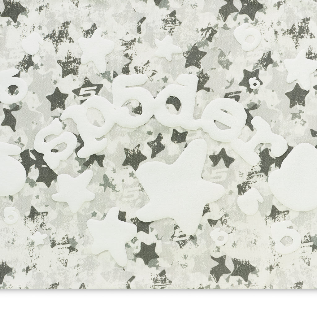 Star Camo Beluga AOP Tote: 8oz brushed twill with gray star camo and white "Beluga" graphic.