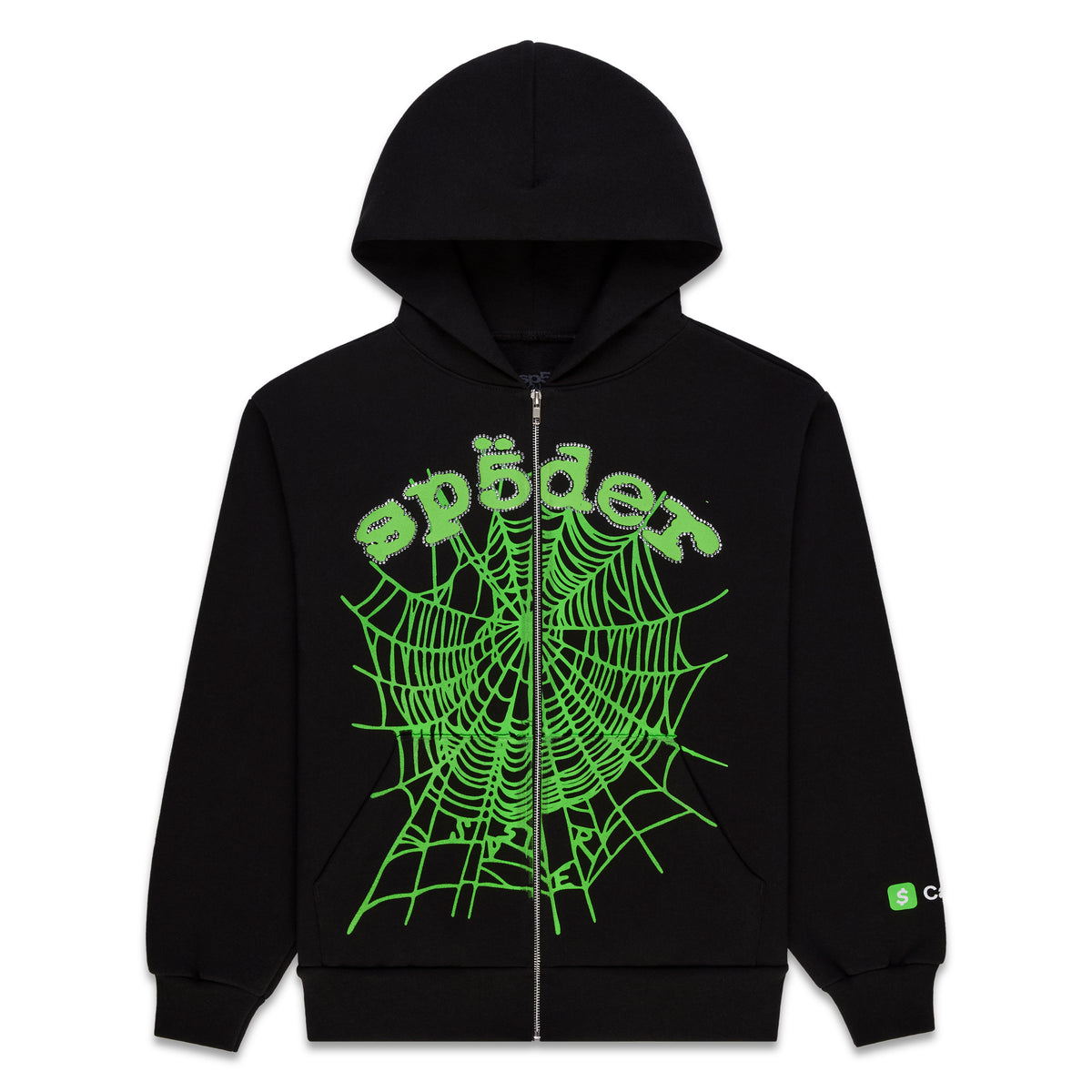 BLACK CA$H OG WEB V2 RHINESTONE HOODIE | SP5DER | KING SPIDER