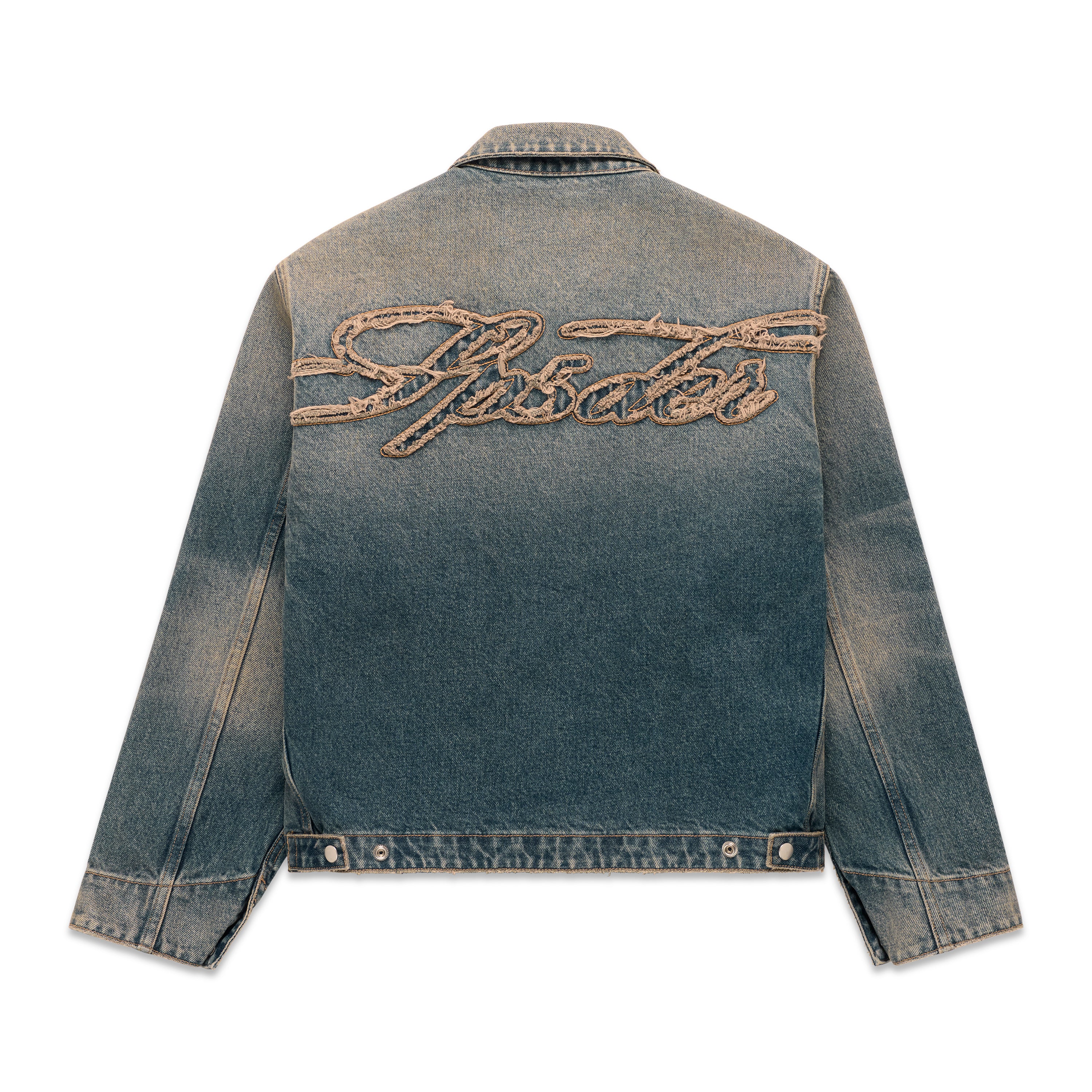 INDIGO SCRIPT DENIM WORK JACKET | SP5DER | KING SPIDER