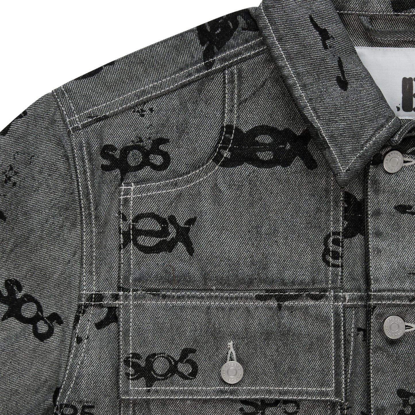 SEX AOP FOIL TRUCKER JACKET