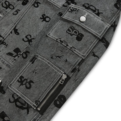 SEX AOP FOIL TRUCKER JACKET